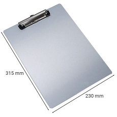 Hliníková psací podložka Manutan Expert s klipem a magnetem, A4, jednodeska