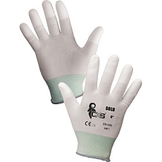 Rukavice SOLO, máčené v polyuretanu, bílé, vel. 08