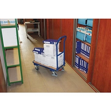 Plošinový vozík se sklopným madlem, do 250 kg, 81,5 x 45 x 94 cm, modrý