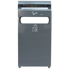 Kovový venkovní odpadkový koš s popelníkem Manutan Expert, objem 48 l, antracit