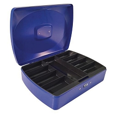 Přenosná pokladna s kódovým zámkem Manutan Expert, 9 přihrádek, modrá