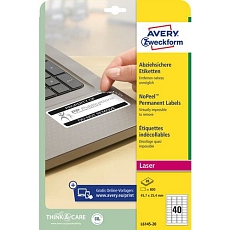 Samolepicí etikety Avery Zweckform s ochranou proti manipulaci, matné, bílé, 45,7 x 25,4 mm