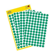 Samolepicí kulaté etikety Avery Zweckform, papírové, průměr 8 mm, zelené