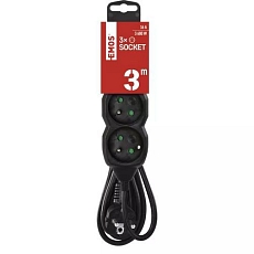 Prodlužovací kabel Emos, černý, PVC, 3 zásuvky, 3 m