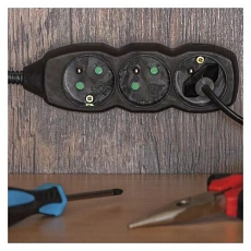 Prodlužovací kabel Emos, černý, PVC, 3 zásuvky, 3 m