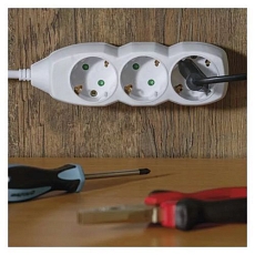 Prodlužovací kabel Emos, SCHUKO, bílý, PVC, 4 zásuvky, 5 m