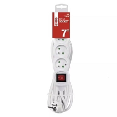 Prodlužovací kabel Emos s vypínačem, bílý, PVC, 4 zásuvky, 7 m