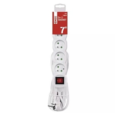 Prodlužovací kabel Emos s vypínačem, bílý, PVC, 5 zásuvek, 7 m