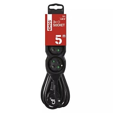 Prodlužovací kabel Emos, černý, PVC, 3 zásuvky, 5 m