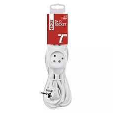 Prodlužovací kabel Emos, bílý, PVC, 3 zásuvky, 7 m