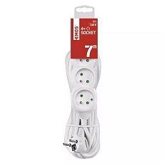 Prodlužovací kabel Emos, bílý, PVC, 4 zásuvky, 7 m