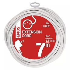 Prodlužovací kabel Emos, bílý, PVC, 1 zásuvka, 7 m