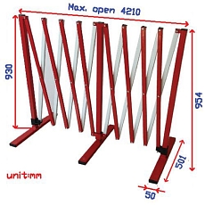 Kovová mobilní zábrana, skládací, délka 421 cm - Manutan Expert