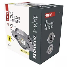 LED bodové svítidlo Emos Simmi, stříbrné, 5 W, teplá bílá