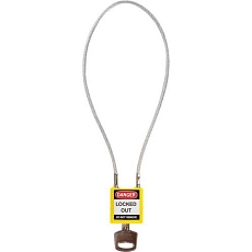 Bezpečnostní visací zámek Brady s lankem, 400 mm, žlutý