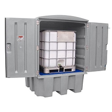 Krytá plastová záchytná vana, pro IBC kontejner nebo 4 sudy, záchytná kapacita 1 000 l