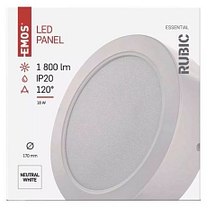 LED přisazené svítidlo RUBIC, kruhové, 18W neutrální bílá