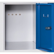 Svařovaná šatní skříň Philip, 15 boxů, cylindrický zámek, šedá/modrá