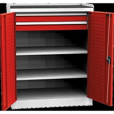 Dílenská skříň na nářadí se dvěma zásuvkami, 118 x 95 x 60 cm, šedá/modrá