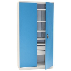 Kovová dílenská skříň Manutan Expert, 195 x 100 x 50 cm, 3 zásuvky