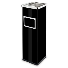 Kovový venkovní odpadkový koš Mirage s popelníkem, objem 22 l, lesklý nerez