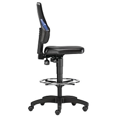 Dílenská židle Bimos Ergoconfort Vinyl s podnožkou a měkkými kolečky