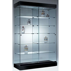 Produktová vitrína ASF, 2 oddíly, 192 x 46 x 125 cm, černá