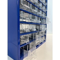 Kovový organizér, 60 zásuvek, modrý