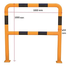 Kovová zábrana, délka 100 cm, průměr 59 mm, žlutá/černá - Manutan Expert