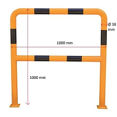 Kovová zábrana Manutan Expert, délka 100 cm, průměr 38 mm, černá/žlutá