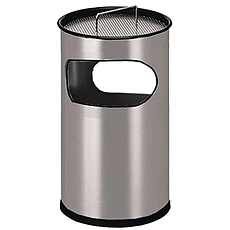 Kovový venkovní odpadkový koš Manutan Expert Stream s popelníkem, objem 30 l, šedý