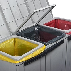 Plastová skříň ECO LINE 3 na třídění odpadu, objem 3 x 110 l, šedá