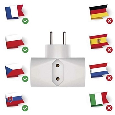 Zásuvka rozbočovací 2x kulatá + 1x plochá, bílá