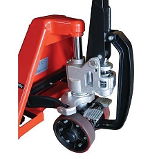 Paletový vozík se zjednodušeným rozjezdem ST Assist, do 2000 kg, polyuretanová řídicí kola