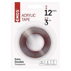 Oboustranná akrylová páska Emos, čirá, 3 m, 12 mm