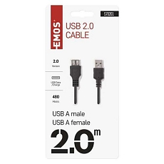 USB kabel 2.0, A vidlice - A zásuvka, 2 m