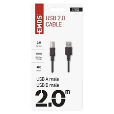 USB kabel 2.0, A vidlice - B vidlice, 2 m