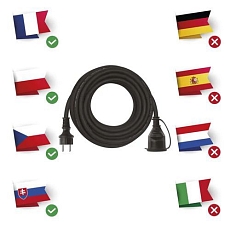 Venkovní prodlužovací kabel, 10 m, 1 zásuvka, guma - neopren, 2,5 mm2