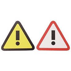 Trojúhelníkový magnet s vykřičníkem Smit Visual, bílý/červený