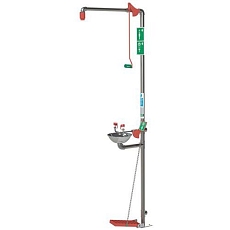 Bezpečnostní sprcha Hughes EXP s umyvadlem pro výplach očí, nerez