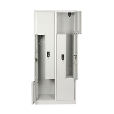 Svařovaná šatní skříňl, dveře Z, 4 oddíly, cylindrický zámek, šedá/šedá - Manutan Expert Car