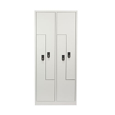 Svařovaná šatní skříňl, dveře Z, 4 oddíly, cylindrický zámek, šedá/šedá - Manutan Expert Car