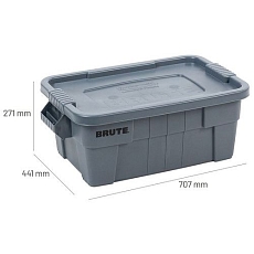 Plastový odolný úložný box Brute s víkem, šedý, 53 l