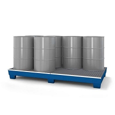 Ocelová záchytná vana s roštem, pro 8 sudů, lakovaná