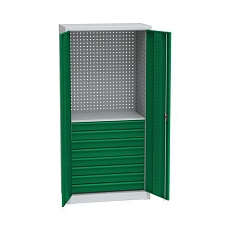 Kovová dílenská skříň na nářadí, 8 zásuvek, 195 x 95 x 50 cm, světle šedá/žlutá