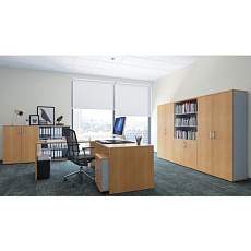 Vysoká skříň Viva, 179 x 90 x 42 cm, s nikou a dvířky, buk/šedá