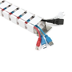Organizér kabelů Powerton, pro výškově nastavitelné stoly, bílá, 1,3 mm