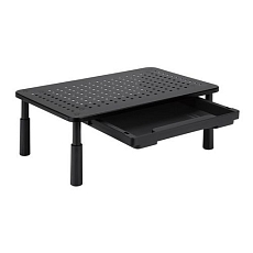 Podstavec pod monitor se zásuvkou Powerton, nosnost 20 kg, černá