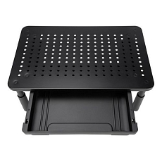 Podstavec pod monitor se zásuvkou Powerton, nosnost 20 kg, černá