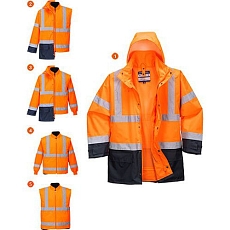 Reflexní nepromokavá bunda Executive Hi-Vis 5v1, oranžová/modrá, vel. XS